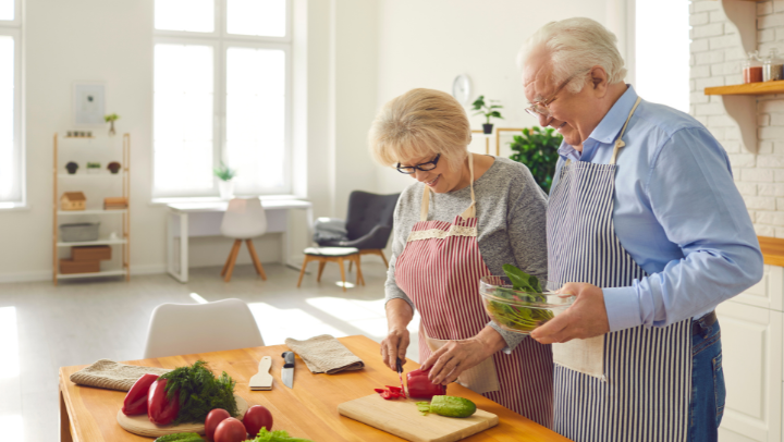 seniors preparing healthy food