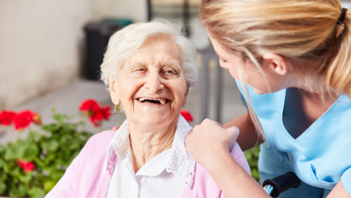 old lady with caregiver
