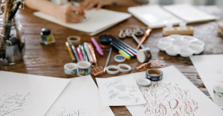craft materials on a table