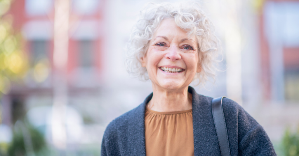 an old lady smiling