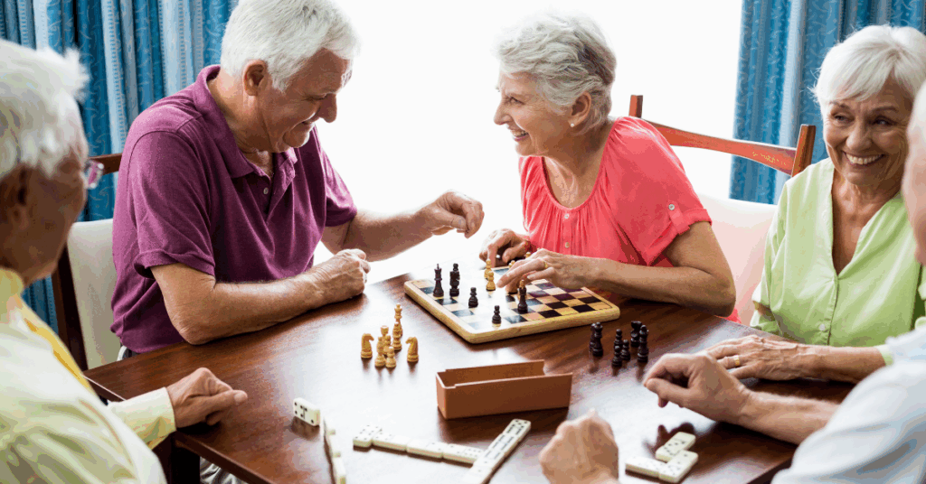 seniors playing board games