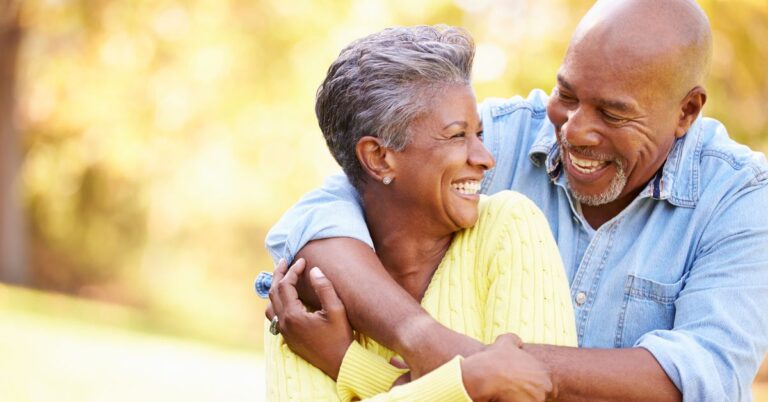 a man and woman hugging