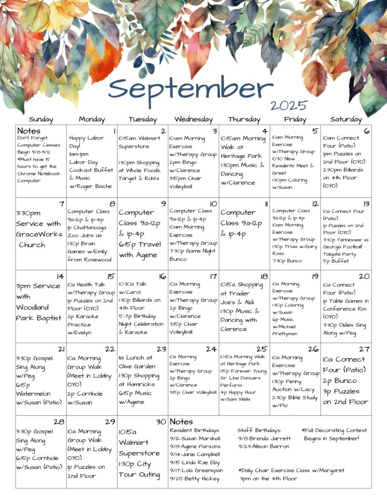 September Calendar Events